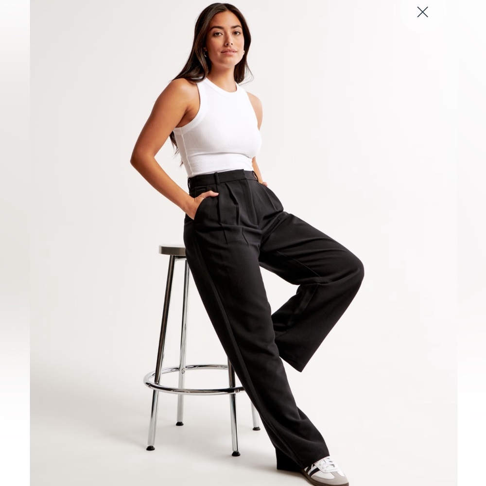 Abercrombie & Fitch Black Wide-Leg Trousers